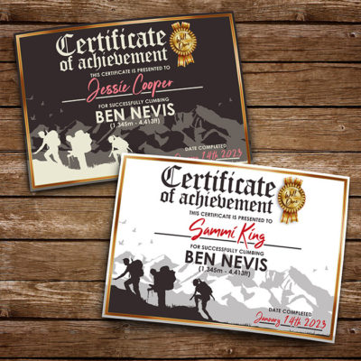 i climbed ben nevis certificate