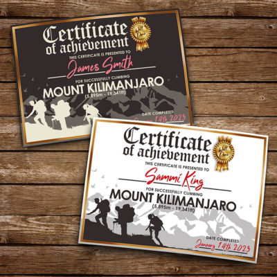 i climbed mount kilimanjaro certificate